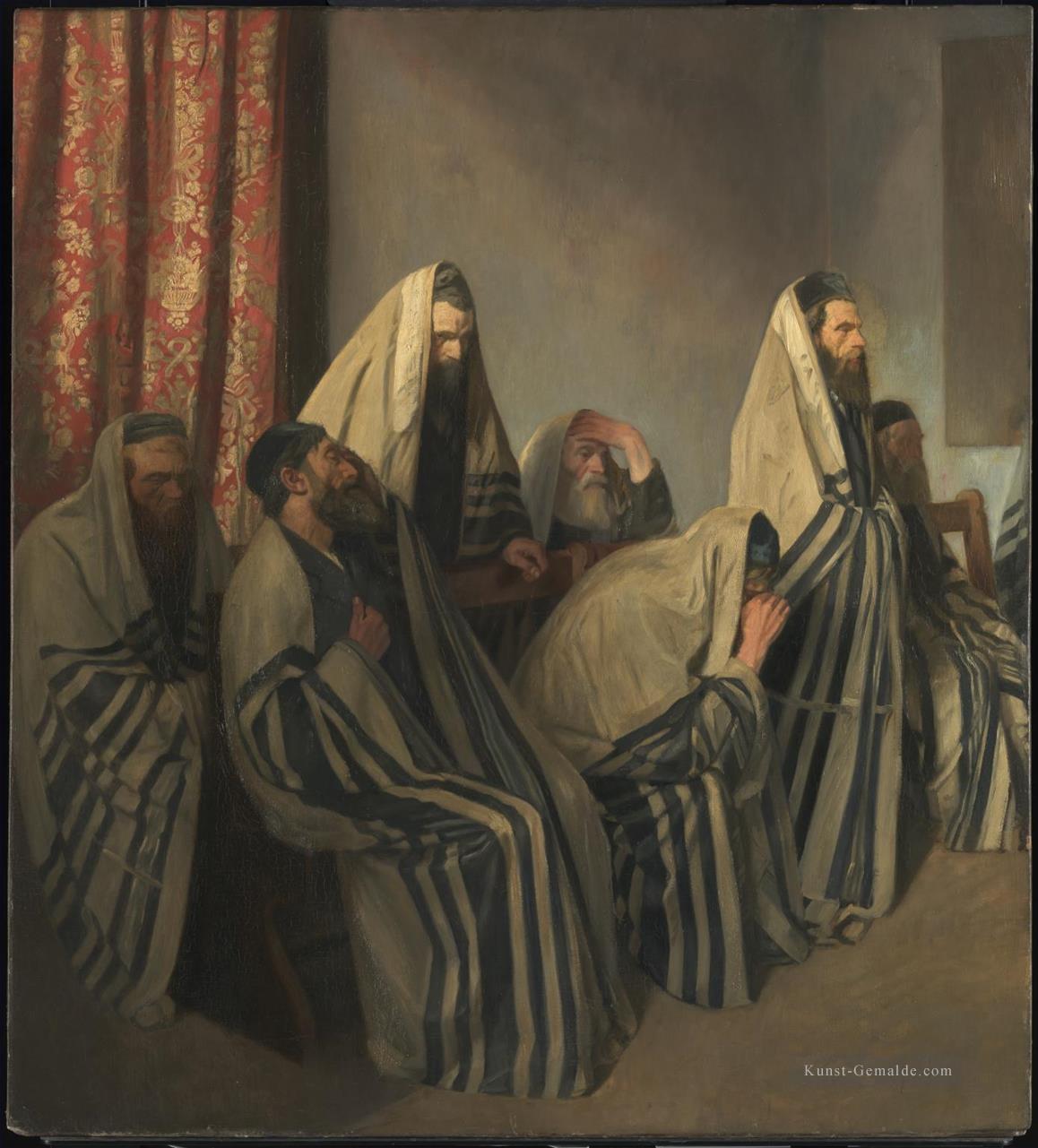 Juden trauern in einer Synagoge von Sir William Rothenstein Jüdin Ölgemälde